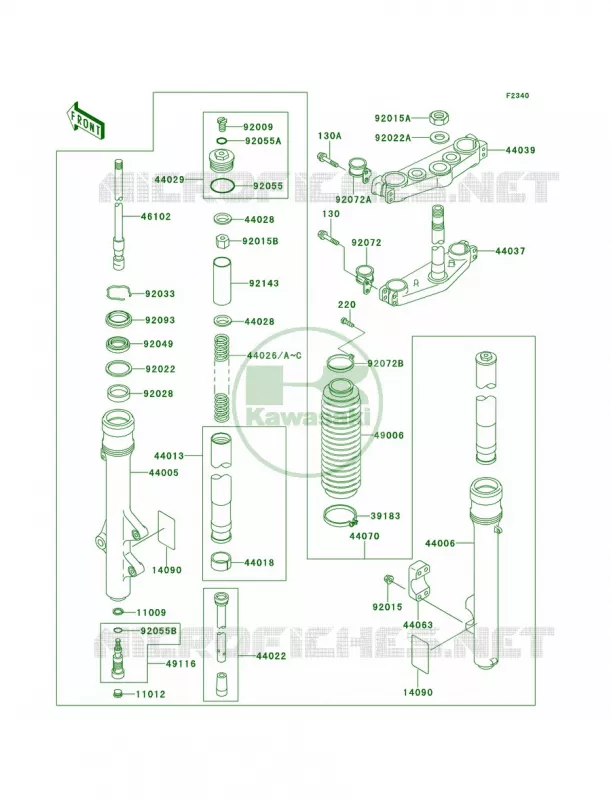 Front ForkKDX220-A4 Kawasaki MOTOS 220 1997 KDX220R  KDX220-A4