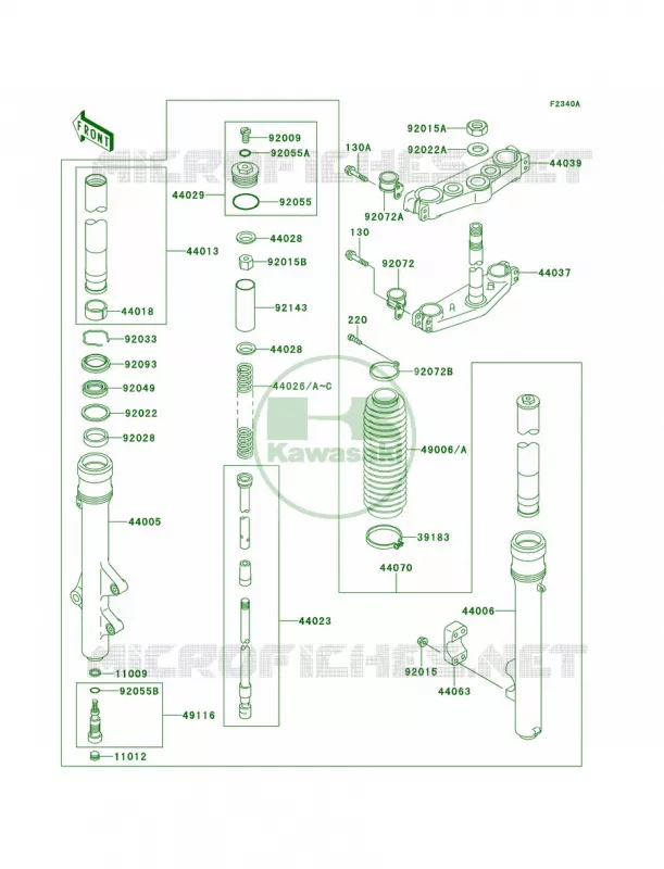 Front ForkKDX220-A5-A8 Kawasaki MOTOS 220 1997 KDX220R  KDX220-A4