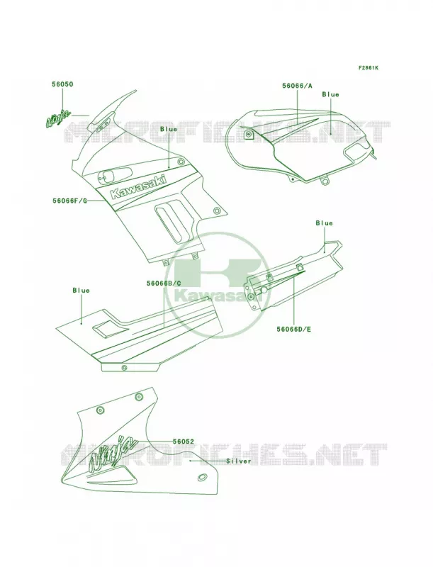 DecalsBlueF19 Kawasaki MOTOS 250 2001 Ninja 250R  EX250-F15