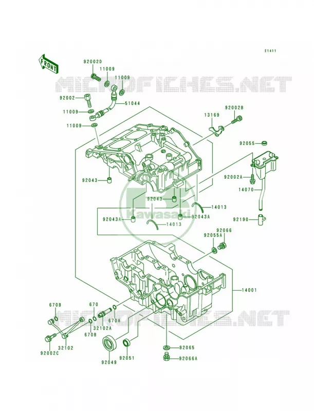 Crankcase Kawasaki MOTOS 250 2000 Ninja 250R  EX250-F14