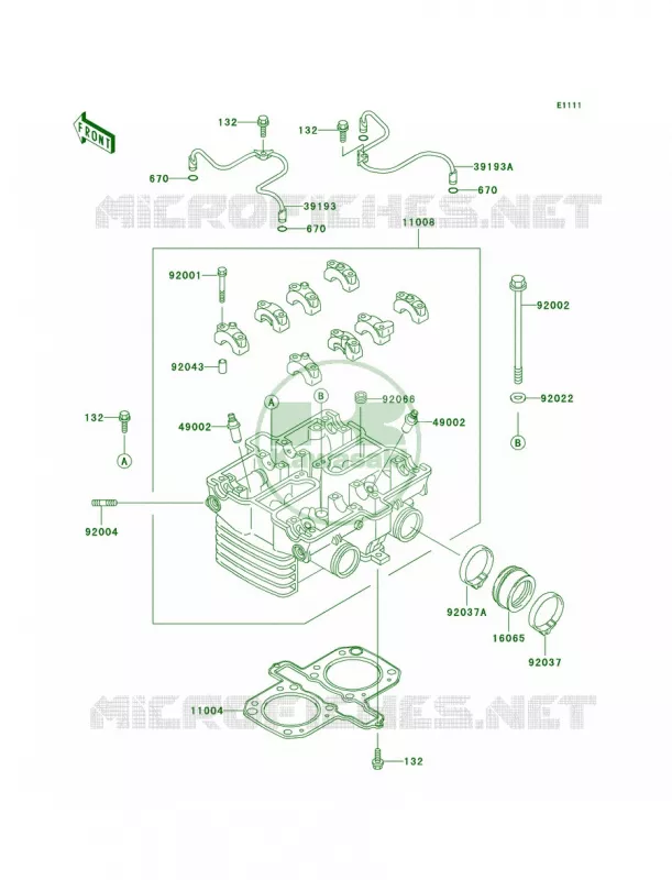 Cylinder Head Kawasaki MOTOS 500 2000 Ninja 500R  EX500-D7