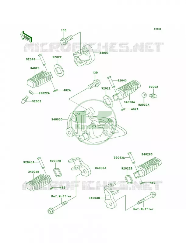 Footrests Kawasaki MOTOS 500 2000 Ninja 500R  EX500-D7