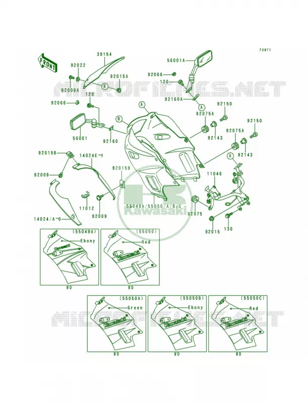 Cowling Kawasaki MOTOS 250 1998 Ninja 250R  EX250-F12