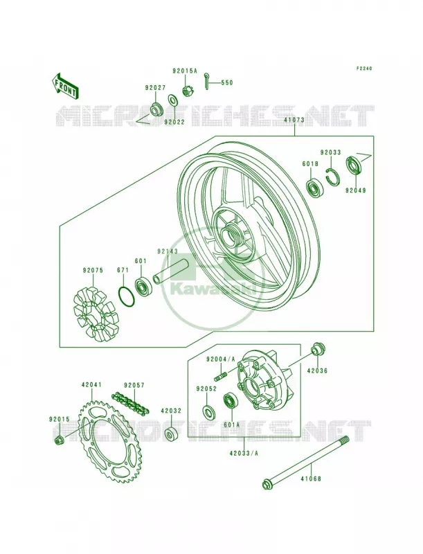 Rear WheelChain Kawasaki MOTOS 500 1998 Ninja 500R  EX500-D5