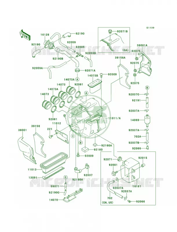 Air Cleaner Kawasaki MOTOS 1100 1997 GPZ 1100  ZX1100-E3