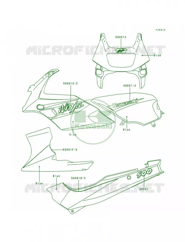 DecalsBlueEX500-D4 Kawasaki MOTOS 500 1996 Ninja 500  EX500-D3