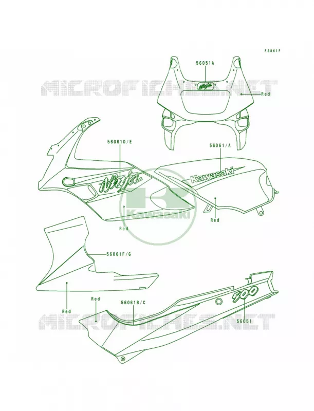 DecalsRedEX500-D4 Kawasaki MOTOS 500 1996 Ninja 500  EX500-D3