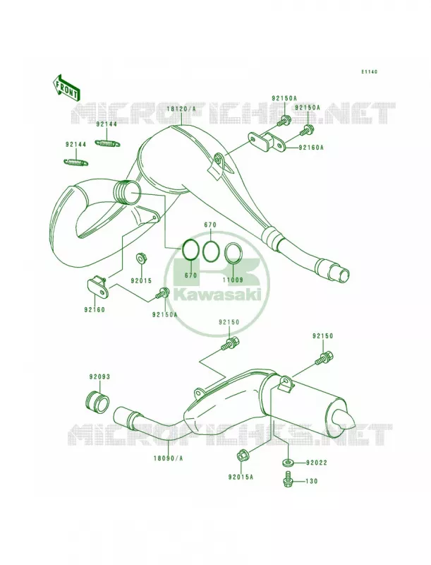 Mufflers Kawasaki MOTOS 200 1996 KDX200  KDX200-H2