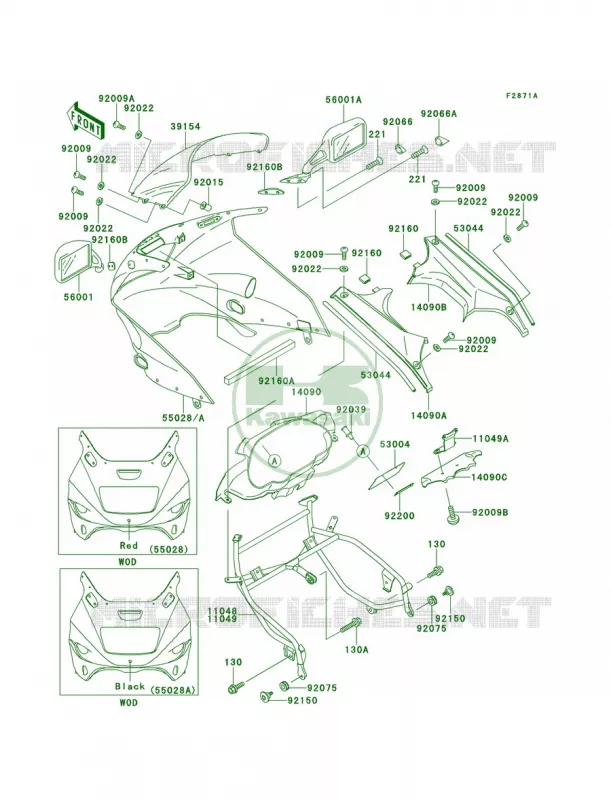 Cowling ZX1100-E2E3 Kawasaki MOTOS 1100 1996 GPZ 1100  ZX1100-E2