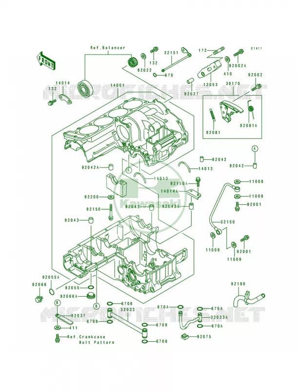 Crankcase Kawasaki MOTOS 1100 1996 GPZ 1100 ABS  ZX1100-F1