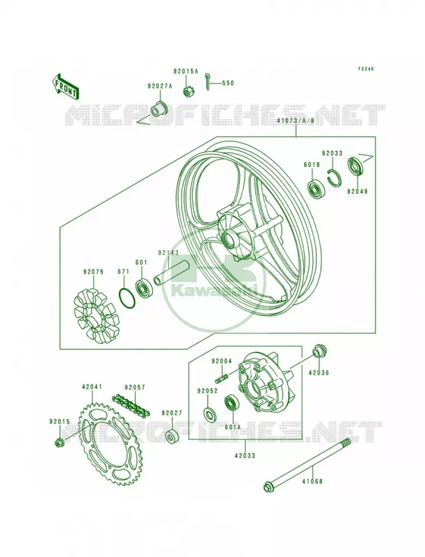 Rear WheelChain Kawasaki MOTOS 250 1995 Ninja 250R  EX250-F9