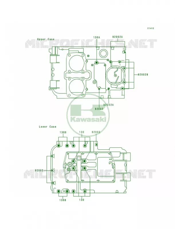 Crankcase Bolt Pattern Kawasaki MOTOS 500 1995 Ninja 500  EX500-D2