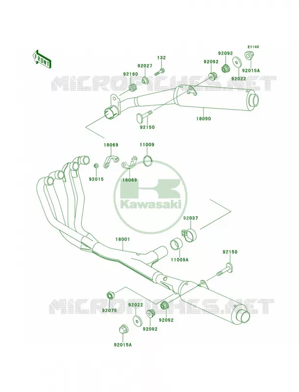 Mufflers Kawasaki MOTOS 1100 1995 GPZ 1100  ZX1100-E1