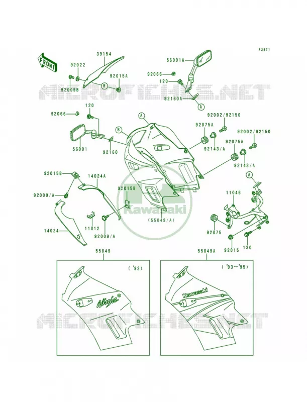 Cowling Kawasaki MOTOS 250 1994 Ninja 250R  EX250-F8