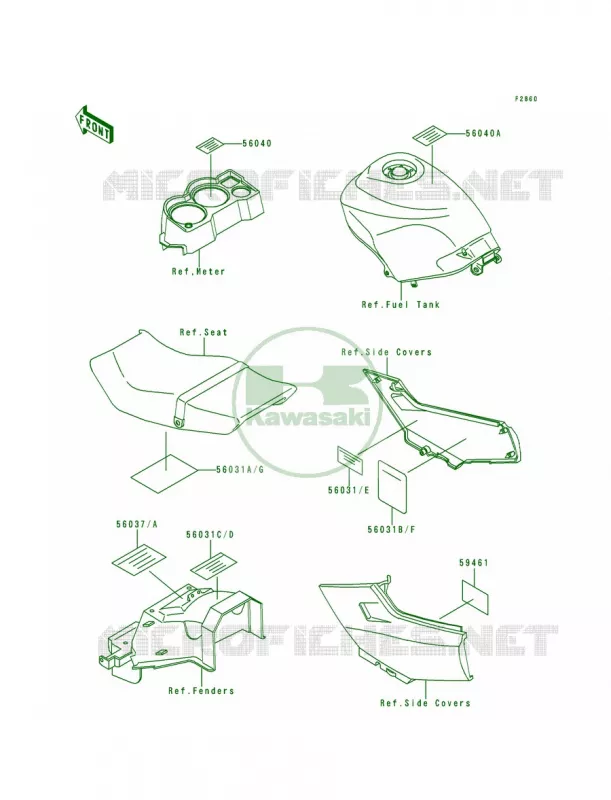 Labels Kawasaki MOTOS 250 1994 Ninja 250R  EX250-F8
