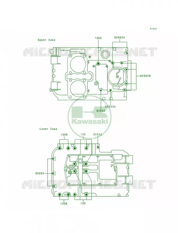 Crankcase Bolt Pattern Kawasaki MOTOS 500 1994 Ninja 500  EX500-D1