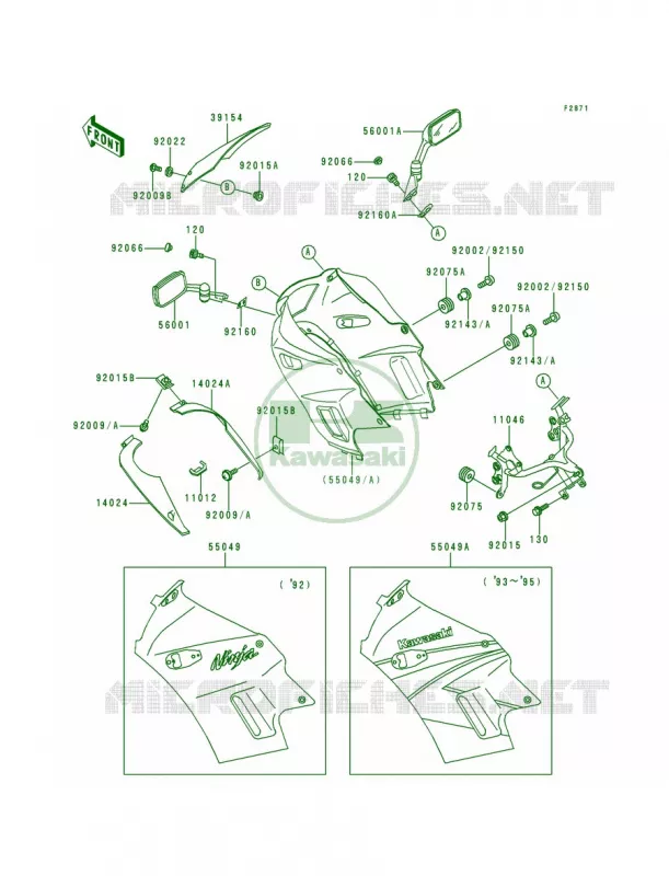 Cowling Kawasaki MOTOS 250 1993 Ninja 250R  EX250-F7