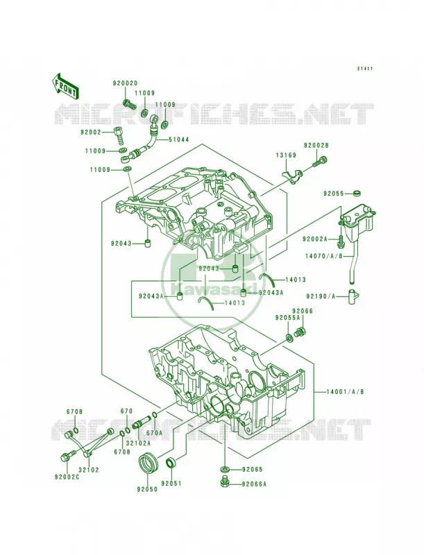 Crankcase Kawasaki MOTOS 250 1993 Ninja 250R  EX250-F7