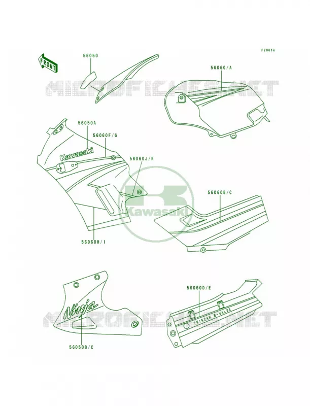 DecalsEbony Kawasaki MOTOS 250 1993 Ninja 250R  EX250-F7