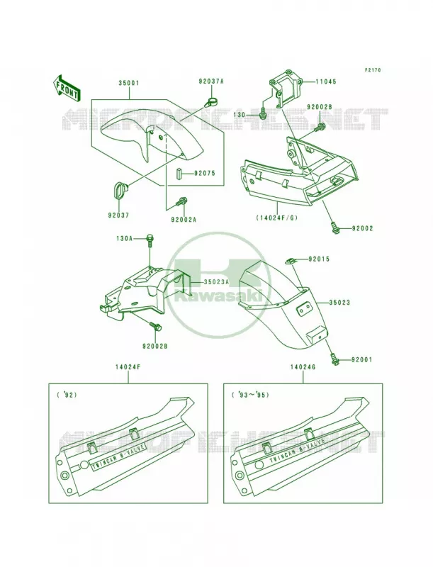 Fenders Kawasaki MOTOS 250 1993 Ninja 250R  EX250-F7