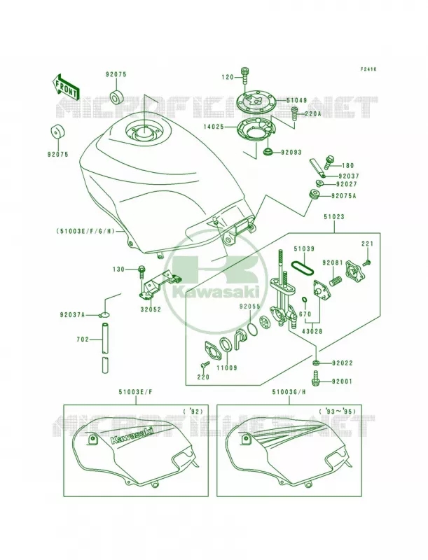 Fuel Tank Kawasaki MOTOS 250 1993 Ninja 250R  EX250-F7