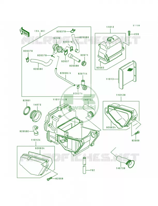 Air Cleaner Kawasaki MOTOS 500 1993 EX500  EX500-A7
