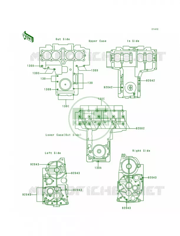 Crankcase Bolt Pattern Kawasaki MOTOS 750 1992 Zephyr 750  ZR750-C2