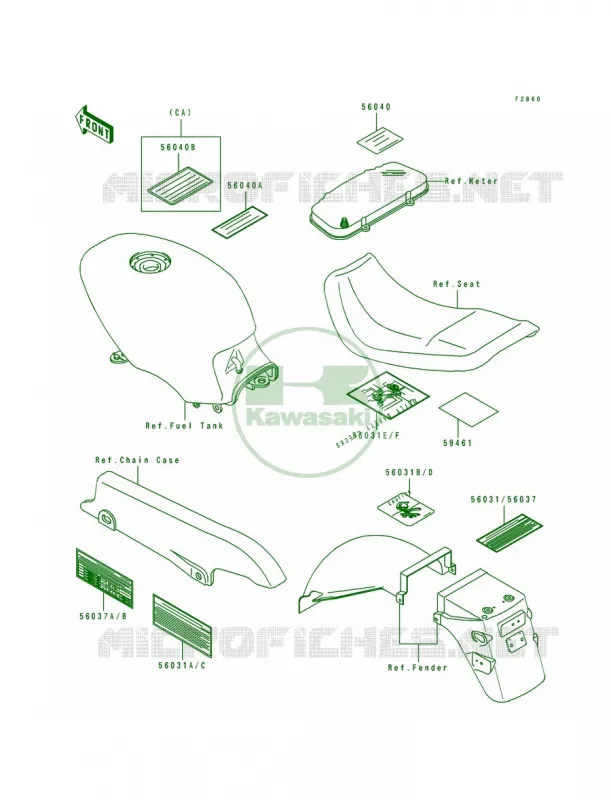Labels Kawasaki MOTOS 500 1991 EX500  EX500-A5