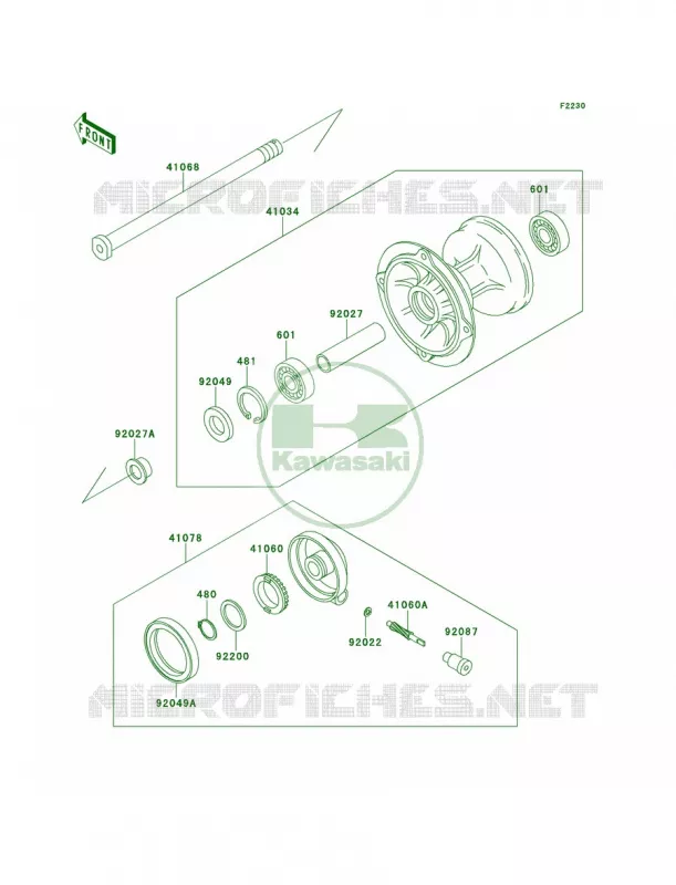 Front Hub Kawasaki MOTOS 650 1996 KLX650R  KLX650-D1