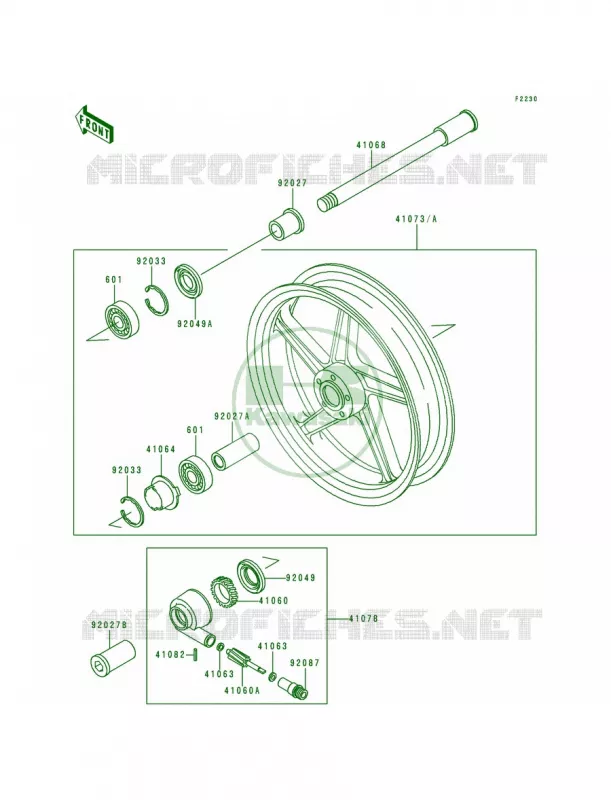 Front Hub Kawasaki MOTOS 550 1991 Zephyr  ZR550-B2