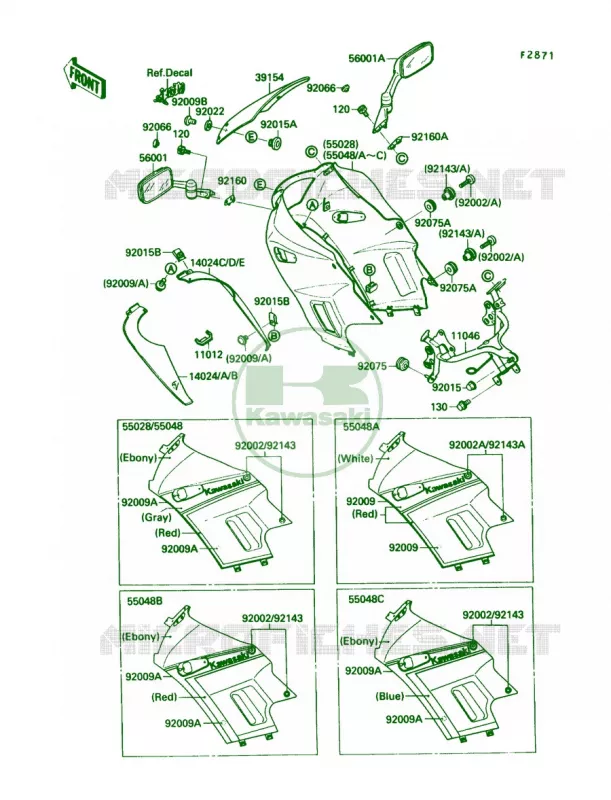 Cowling Kawasaki MOTOS 250 1990 Ninja 250R  EX250-F4