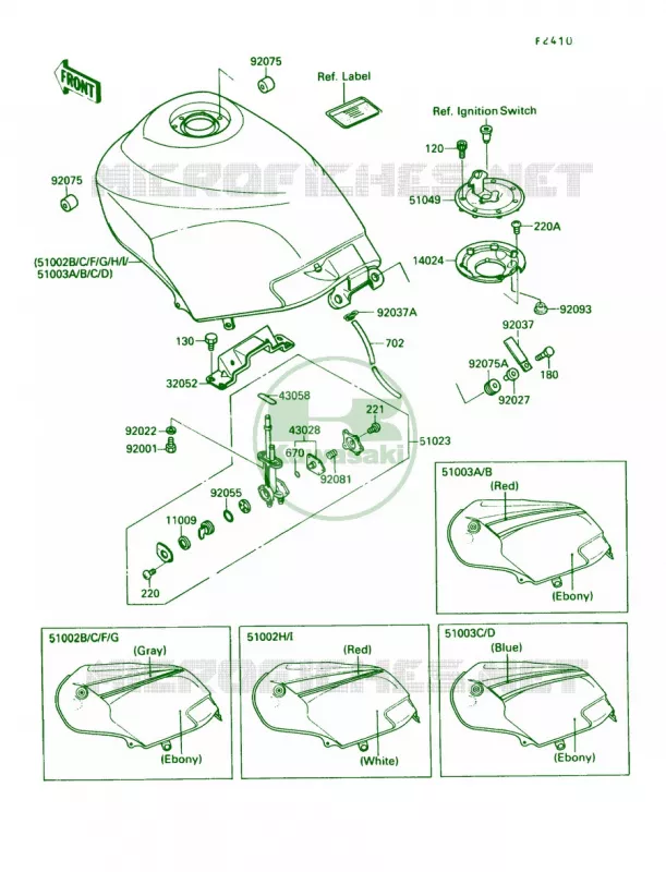 Fuel Tank Kawasaki MOTOS 250 1990 Ninja 250R  EX250-F4