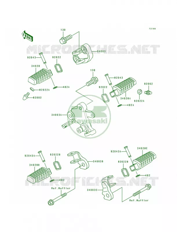 Footrests Kawasaki MOTOS 500 1990 EX500  EX500-A4