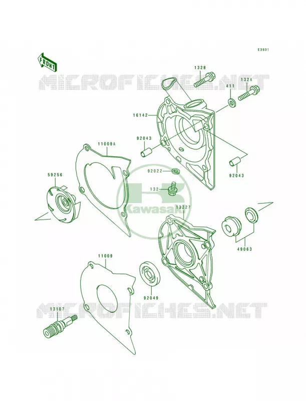 Water Pump Kawasaki MOTOS 500 1990 EX500  EX500-A4