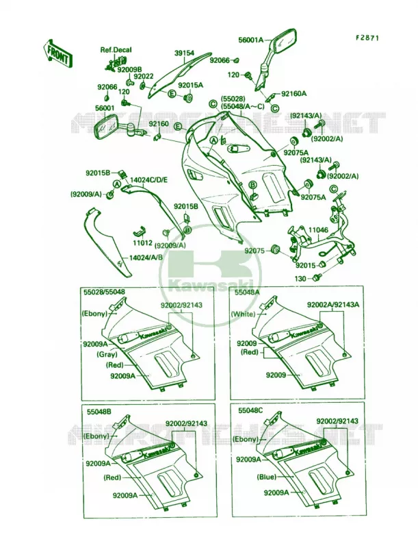 Cowling Kawasaki MOTOS 250 1988 Ninja 250R  EX250-F2