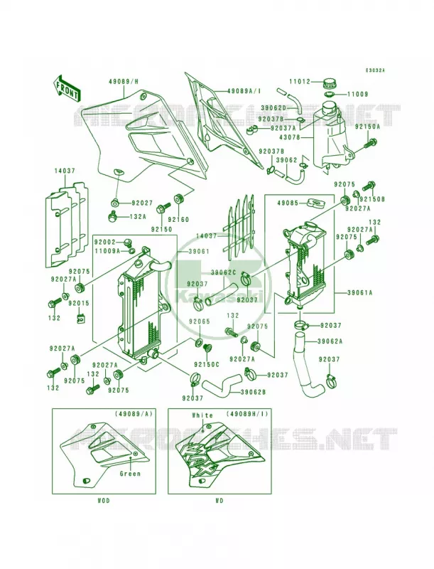 RadiatorKDX200-H4H5 Kawasaki MOTOS 200 1995 KDX200  KDX200-H1