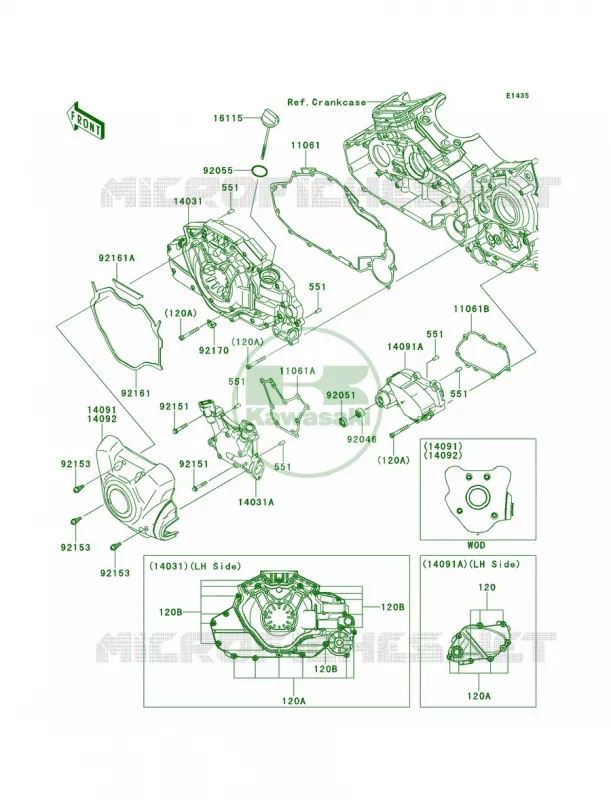 Left Engine Covers Kawasaki MOTOS 1700 2014 Vulcan 1700 Nomad ABS  VN1700DEF